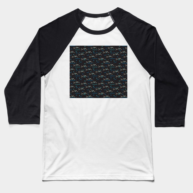 Swim Swimming Swimmers Pattern Black Ver Baseball T-Shirt by FlinArt